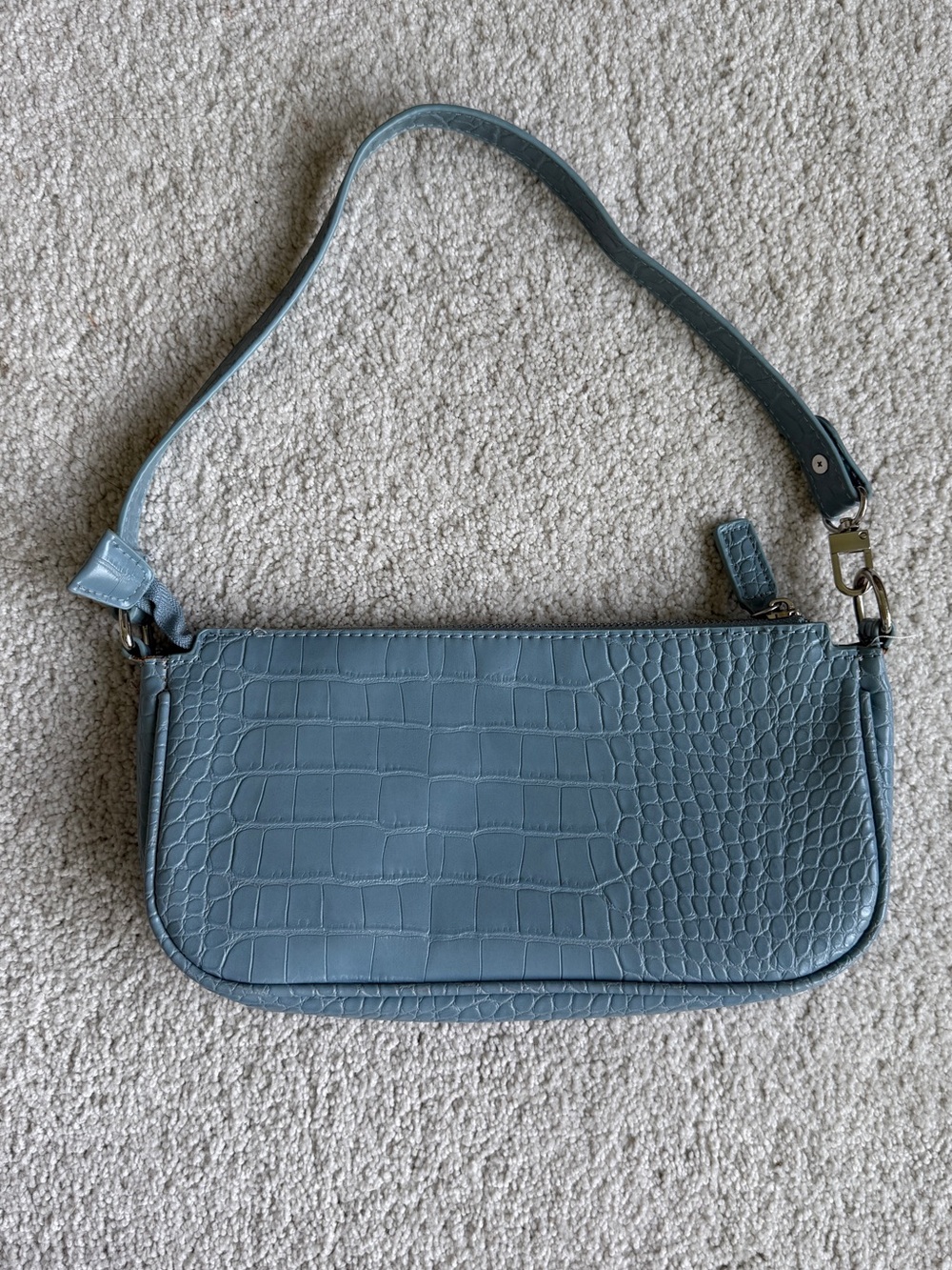Steve Madden Blue Croc-Embossed Mini Shoulder Bag